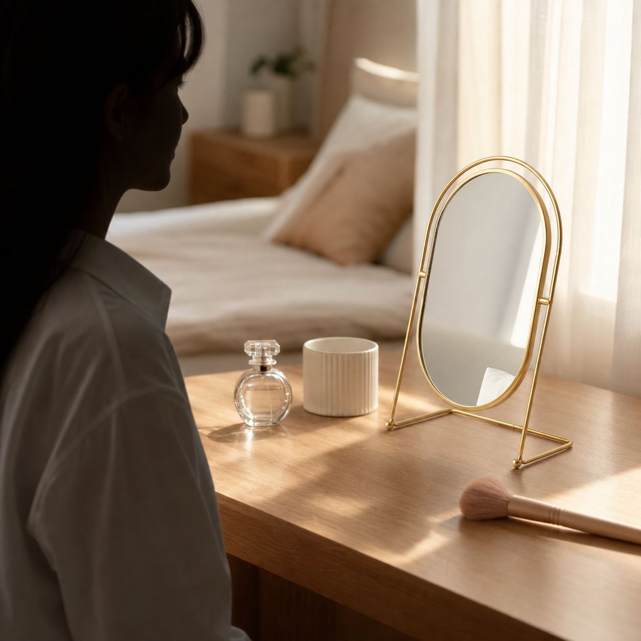 Compact vanity mirror for stylish bedrooms