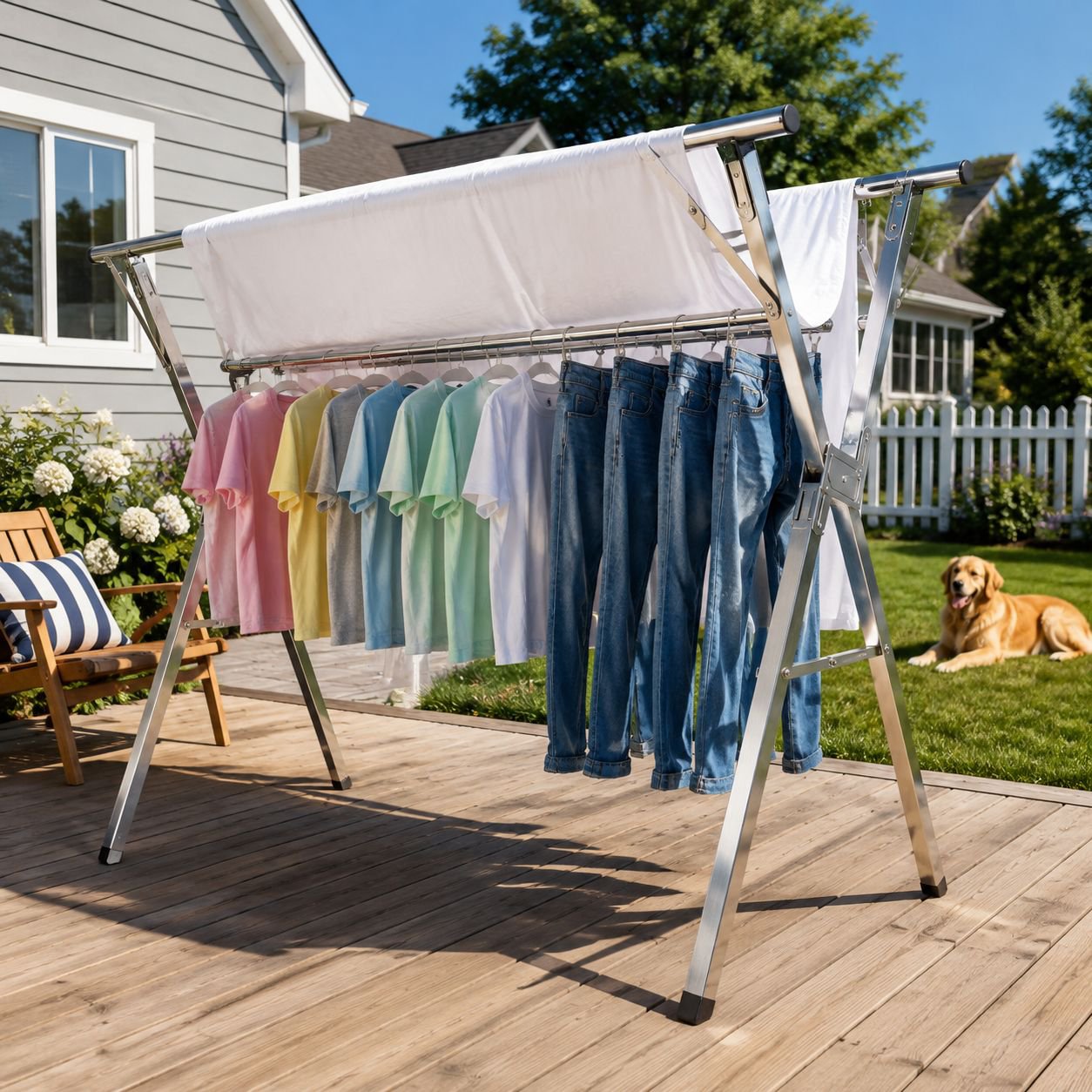 Easy-to-assemble foldable drying rack for home
