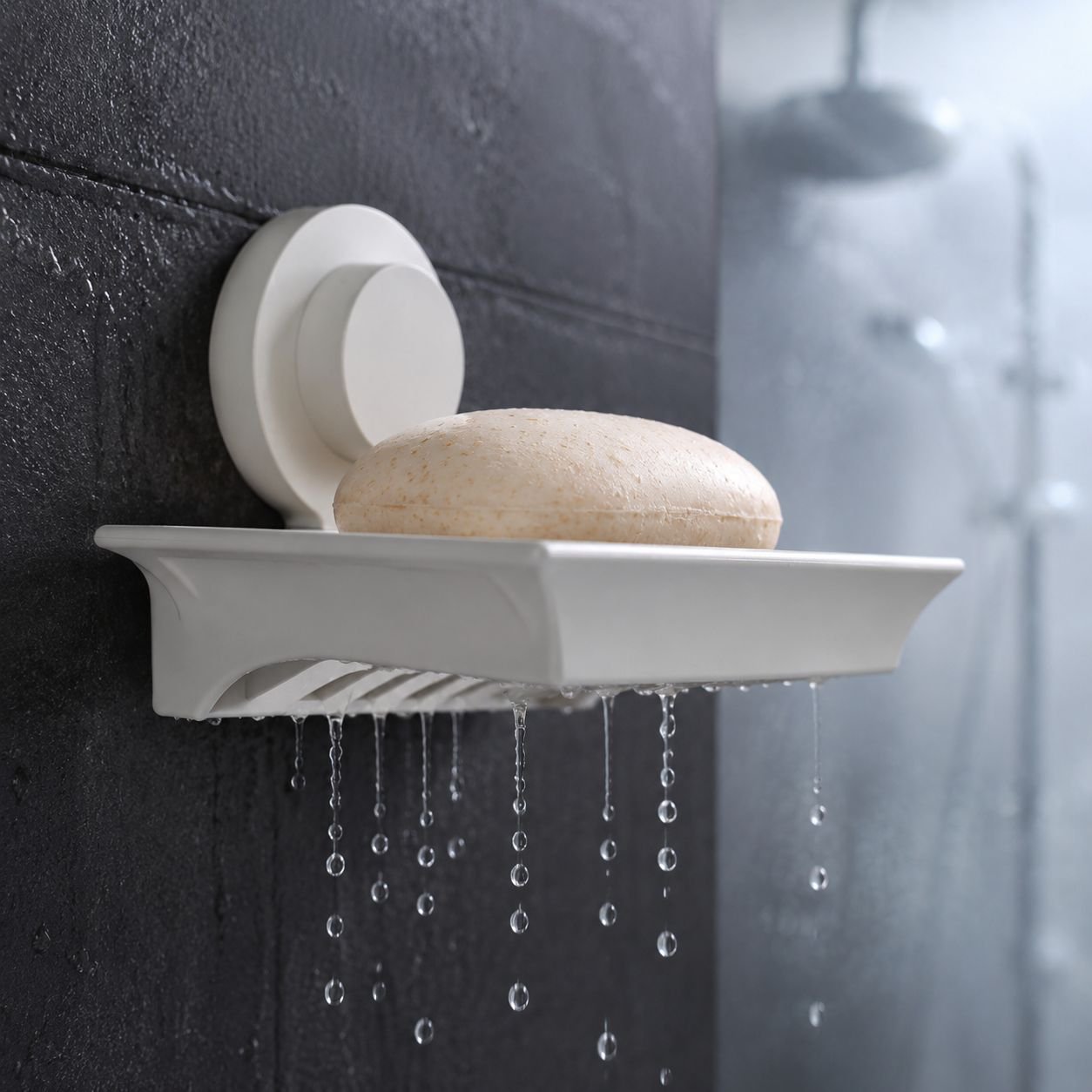 Wall-mounted Soap Dish with Suction Cup, No Drilling