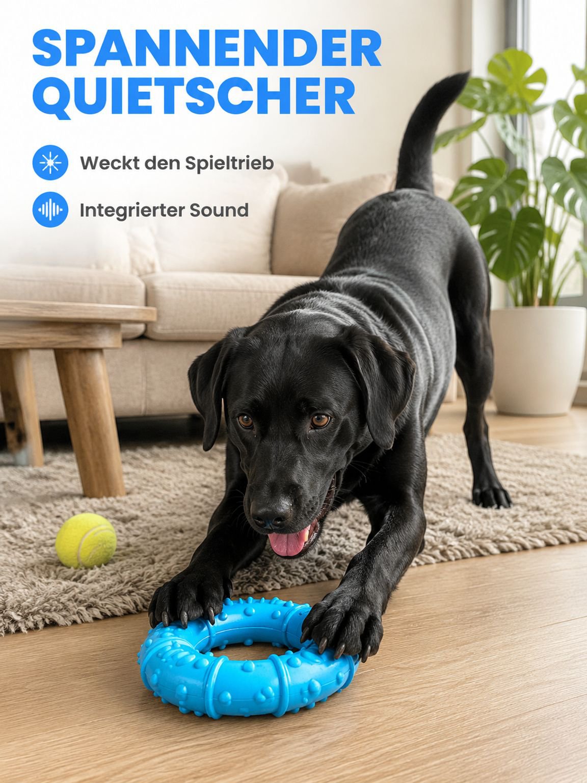 Quietschender Rugby-Ball aus Gummi für Hunde