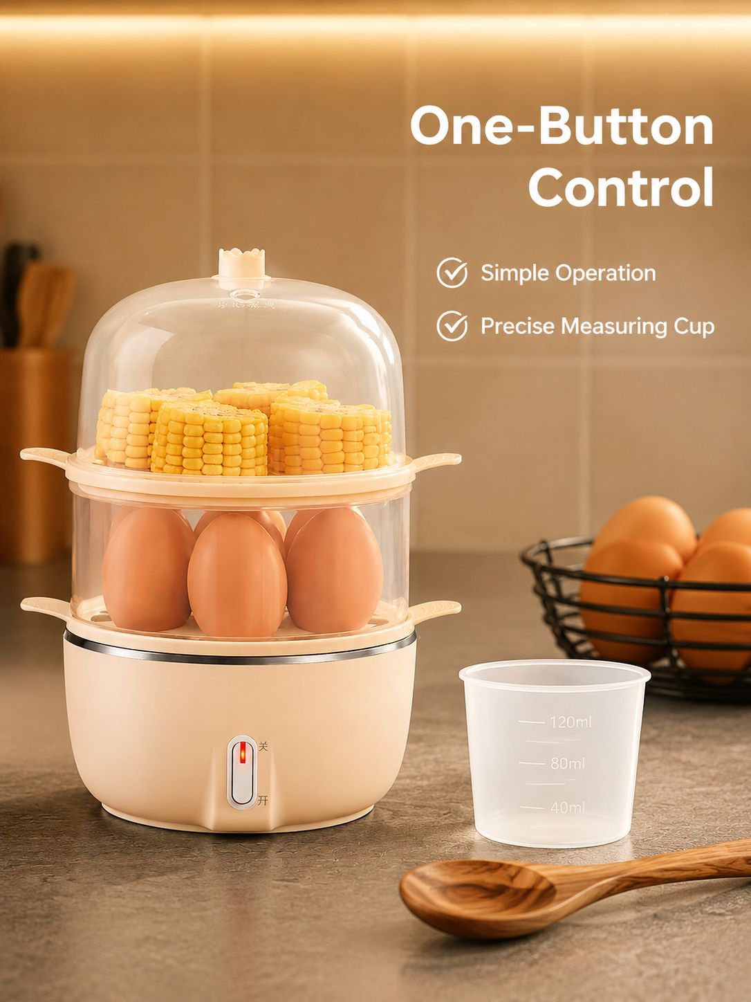 Multifunctional Double Layer Mini Egg Cooker