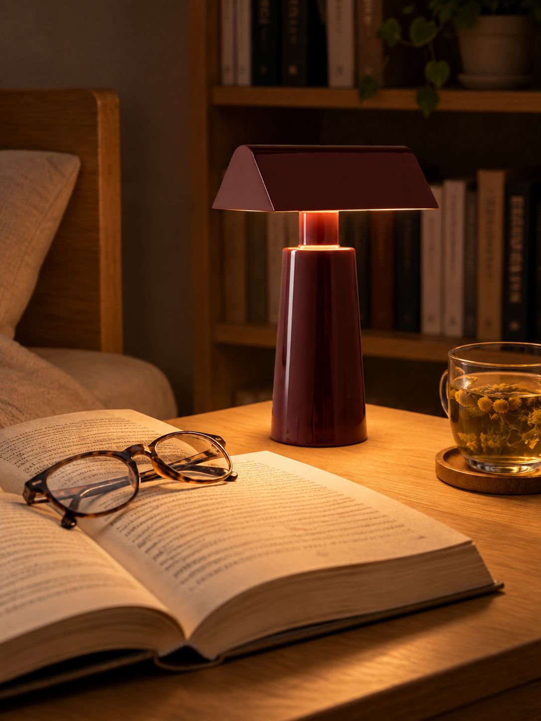 Wiederaufladbare Retro-Tischlampe im Schlafzimmer