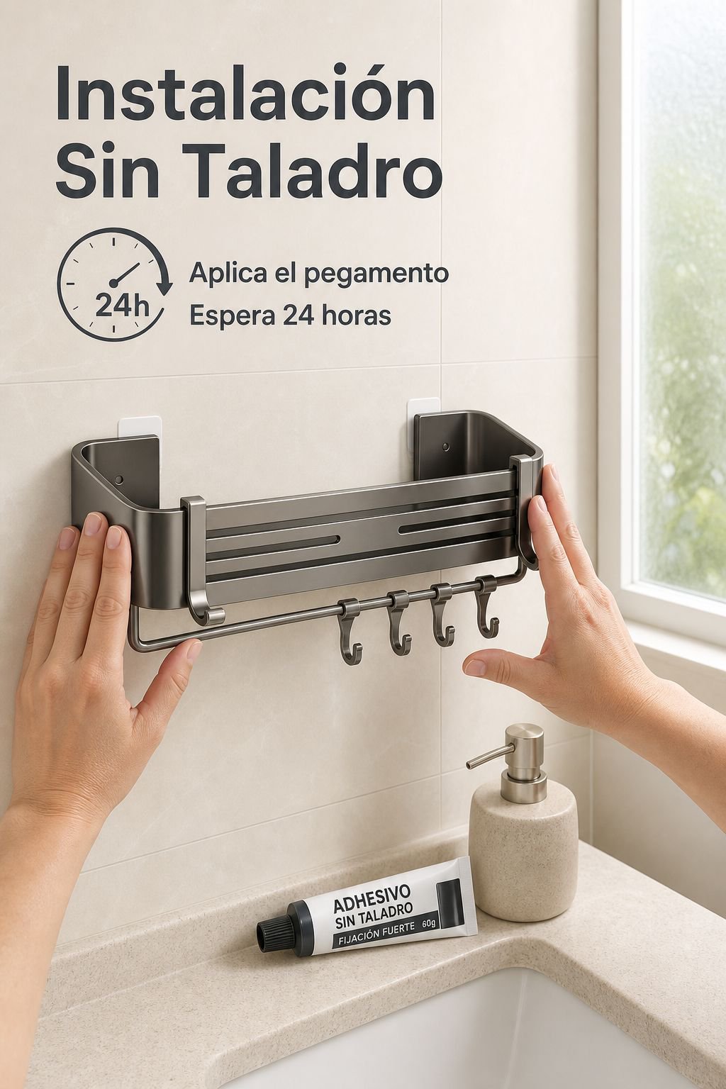 Estante rectangular para accesorios de baño