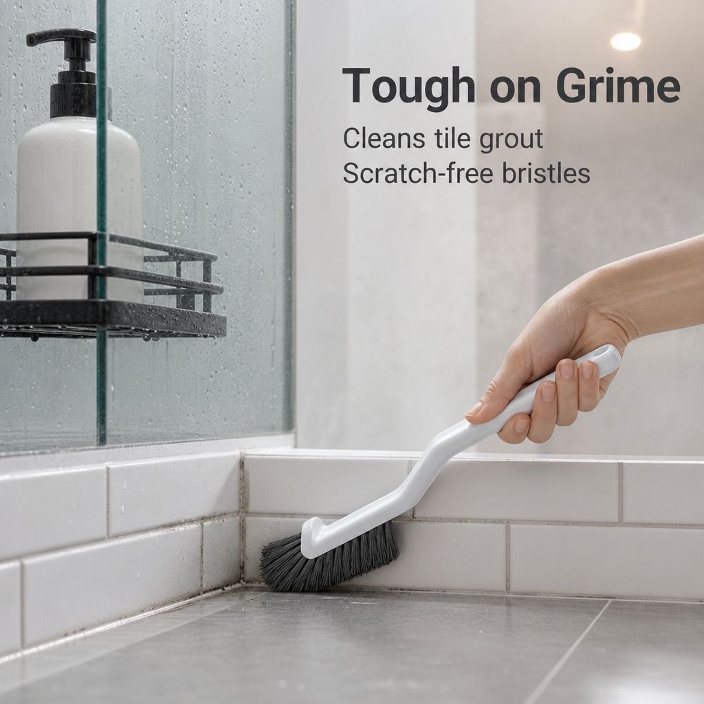 Hard-Bristle Tile and Grout Cleaning Brush