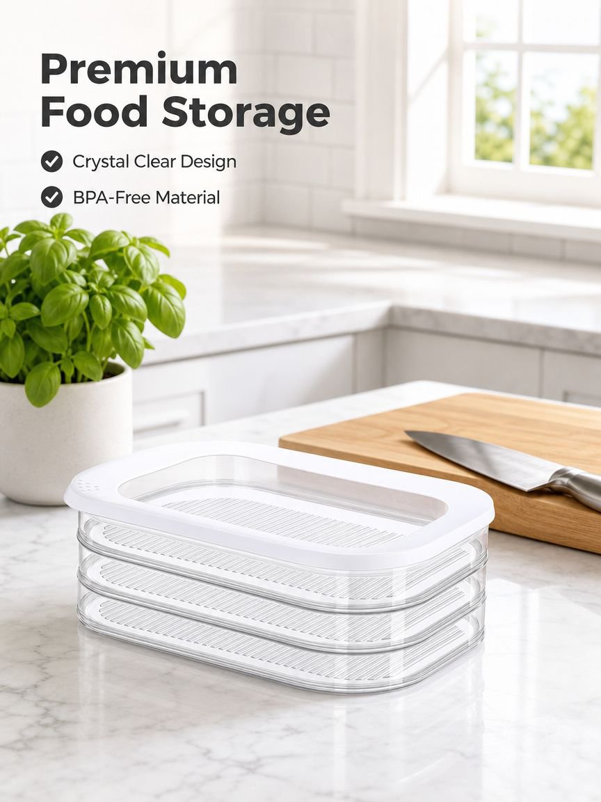 Food Fresh-keeping Portion Box, Freezer Sealed Storage Box, Multi-layer Refrigerator Organizer