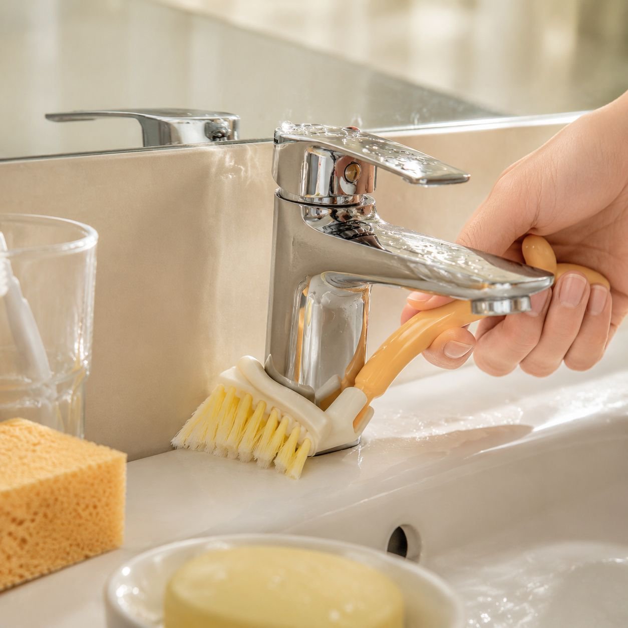 Cross-Border Gap Cleaning Fiber Brush, Triangular Brush, Foldable Draining Rack, Kitchen Countertop,
