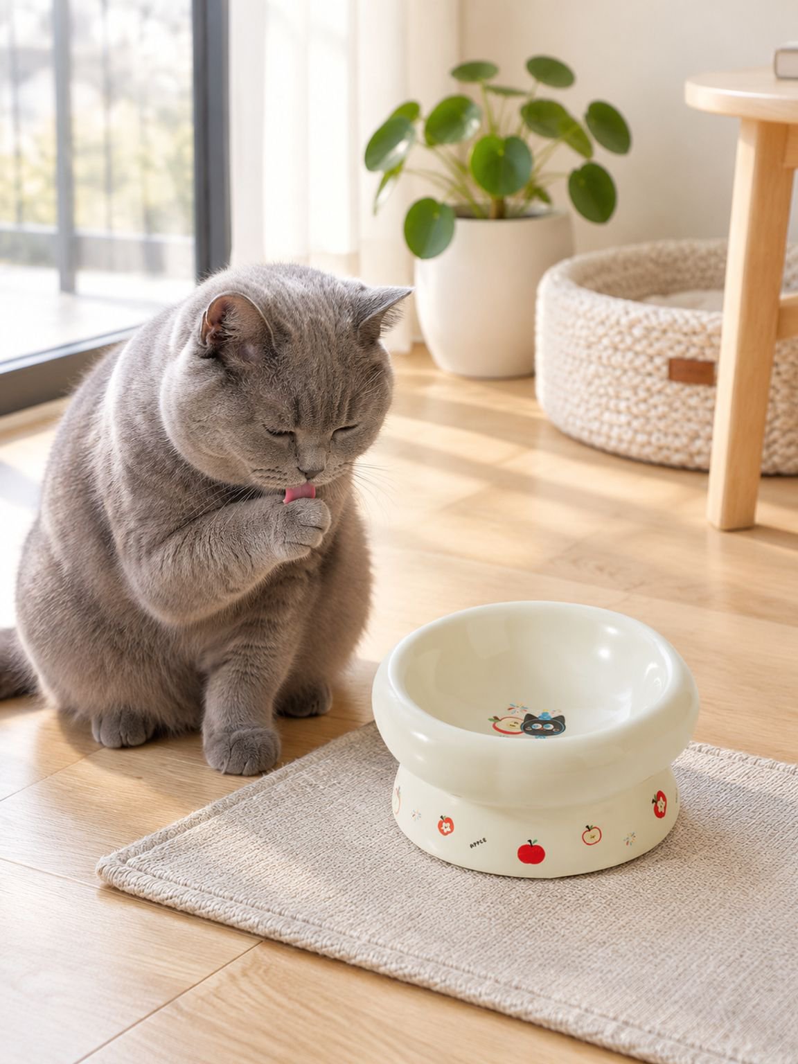 Großer Keramiknapf für Katzen mit breitem Durchmesser
