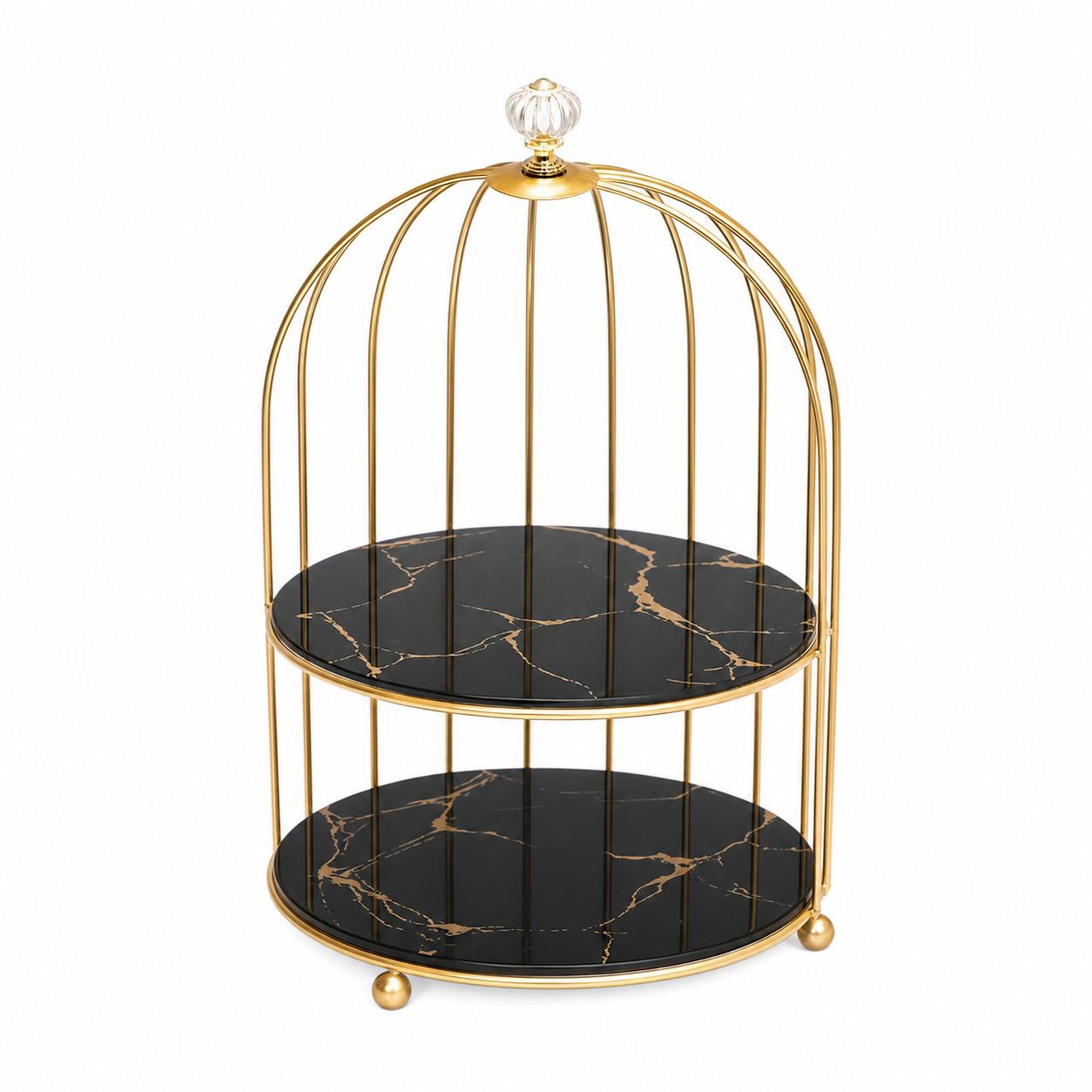 Iron Birdcage Desktop Organizer Cosmetic Storage Shelf