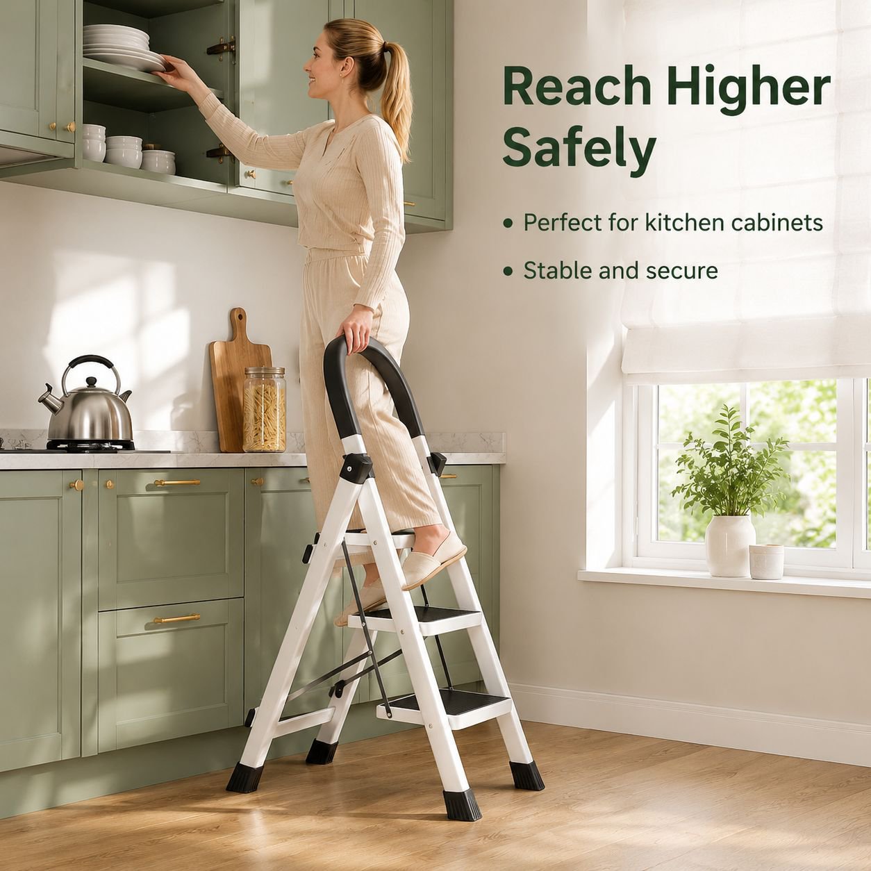 Household folding telescopic thickened aluminum alloy A-frame ladder