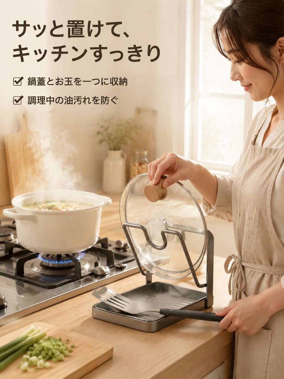 多機能鍋蓋トレー収納ラック