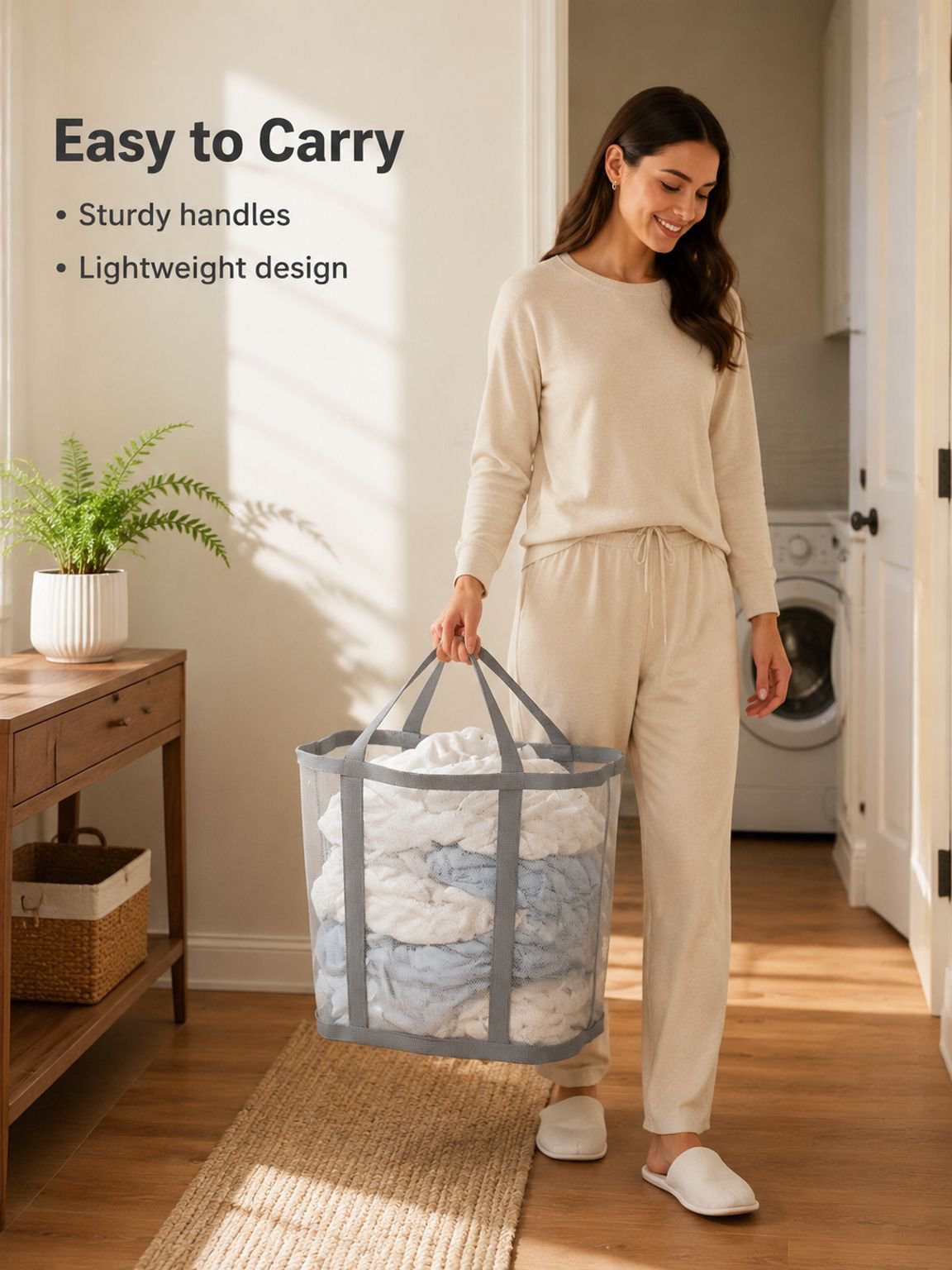 Large capacity foldable storage basket for dirty clothes