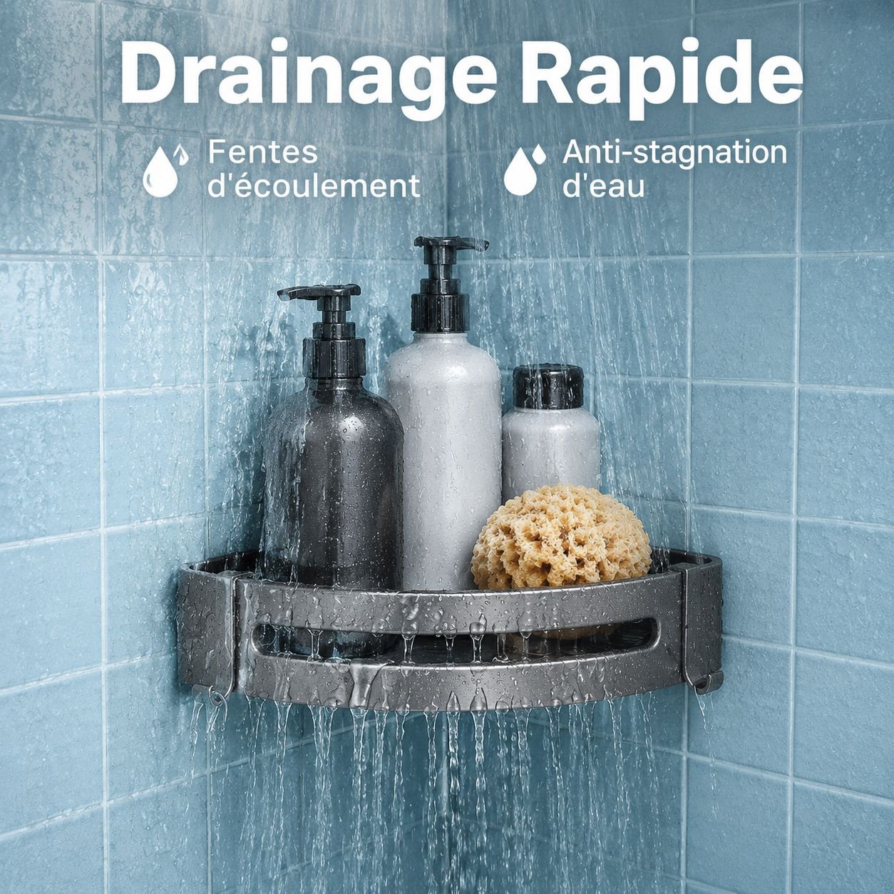 Étagère de salle de bain sans perçage