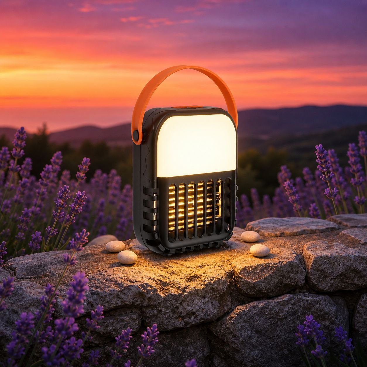 Modern design solar mosquito repellent lamp in use
