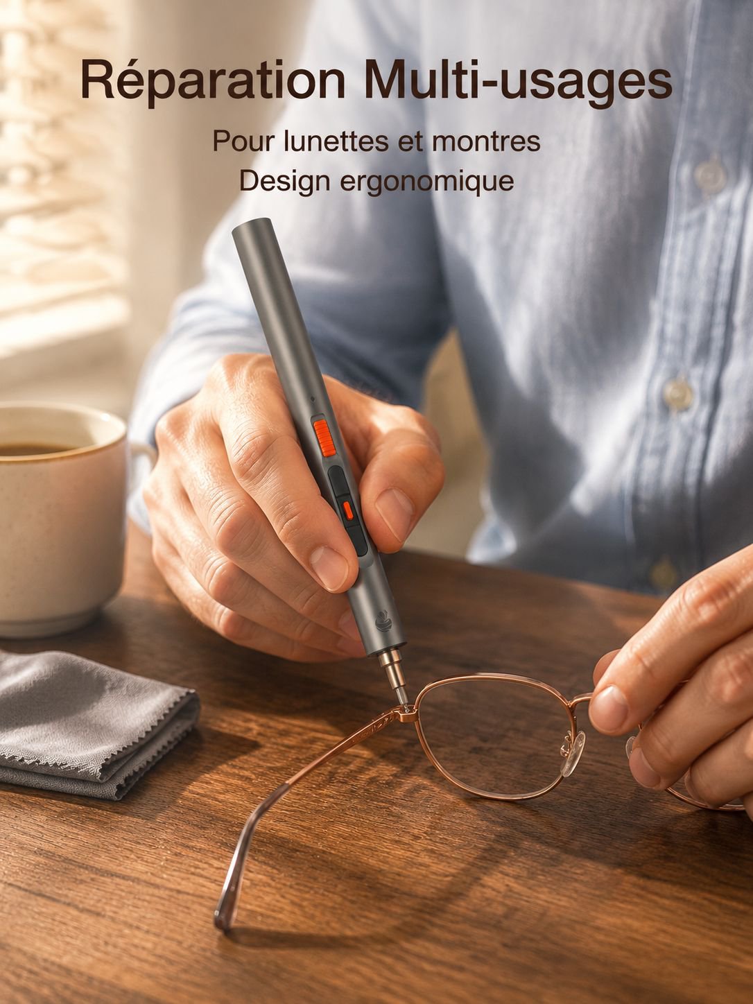 Tournevis sans fil rechargeable de précision avec éclairage LED