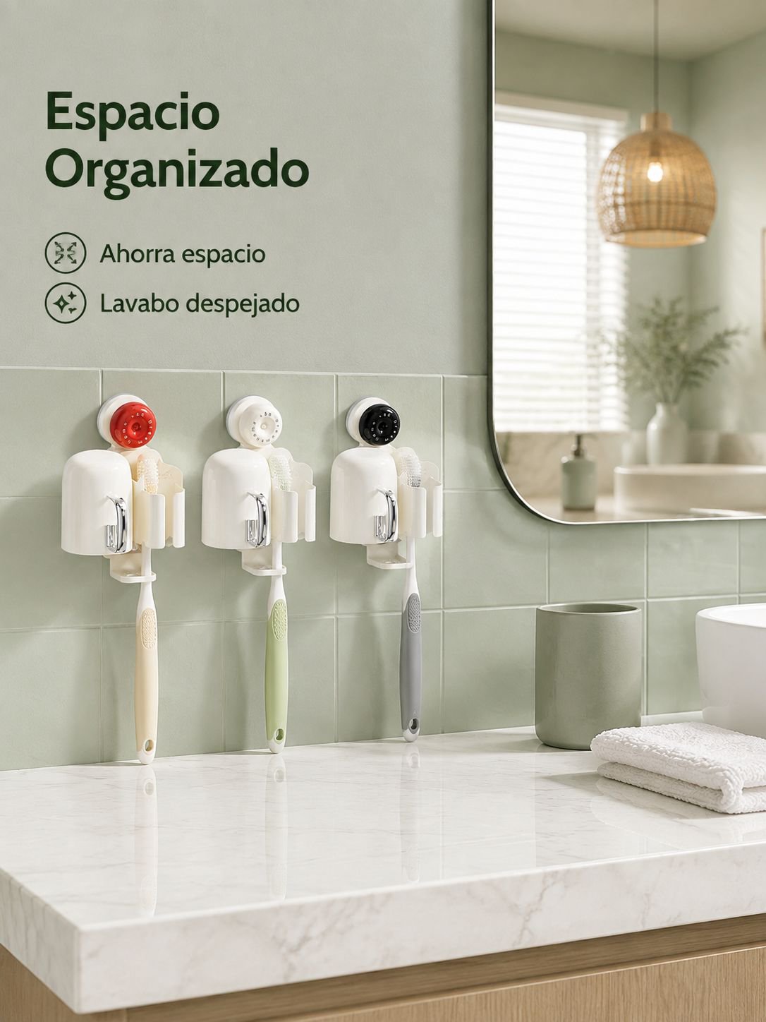 Soporte de cepillos de dientes con ventosa de estilo elegante