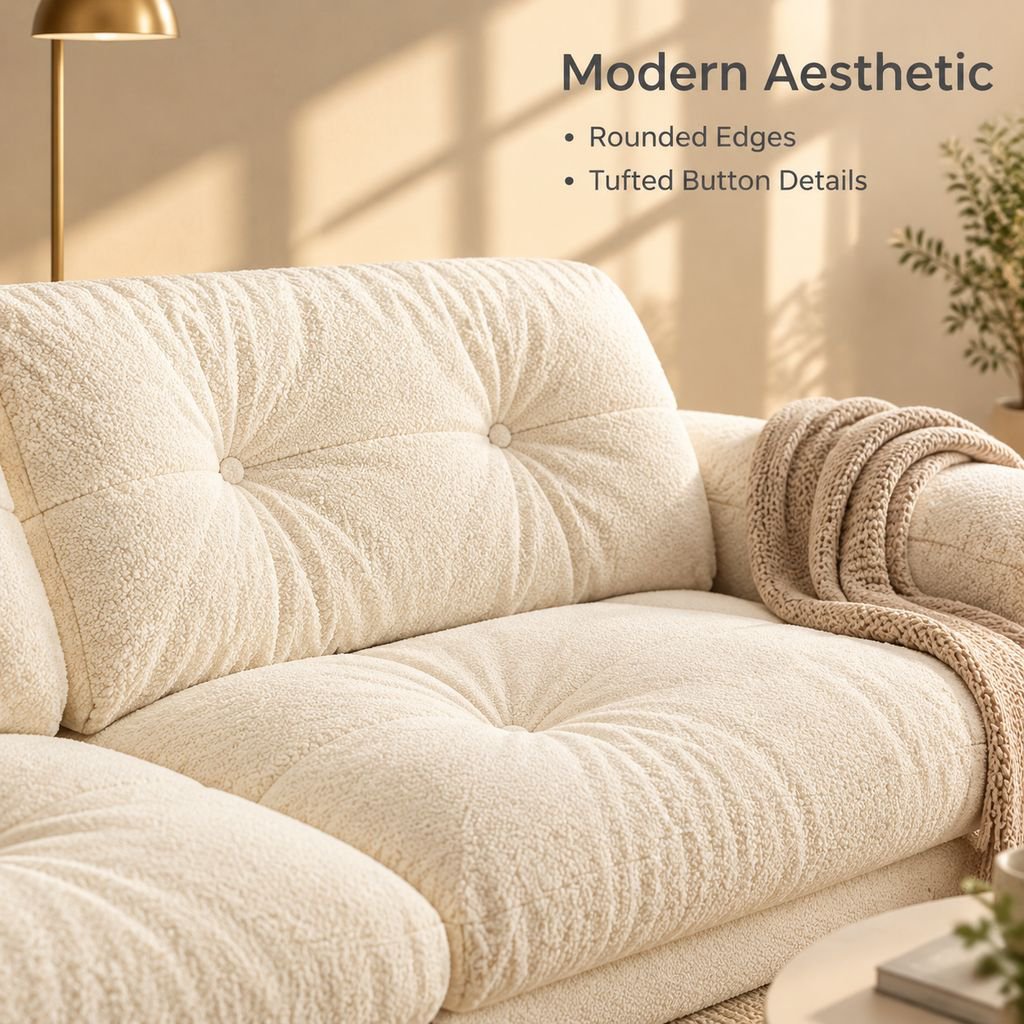 Cream-Style Fabric Sofa