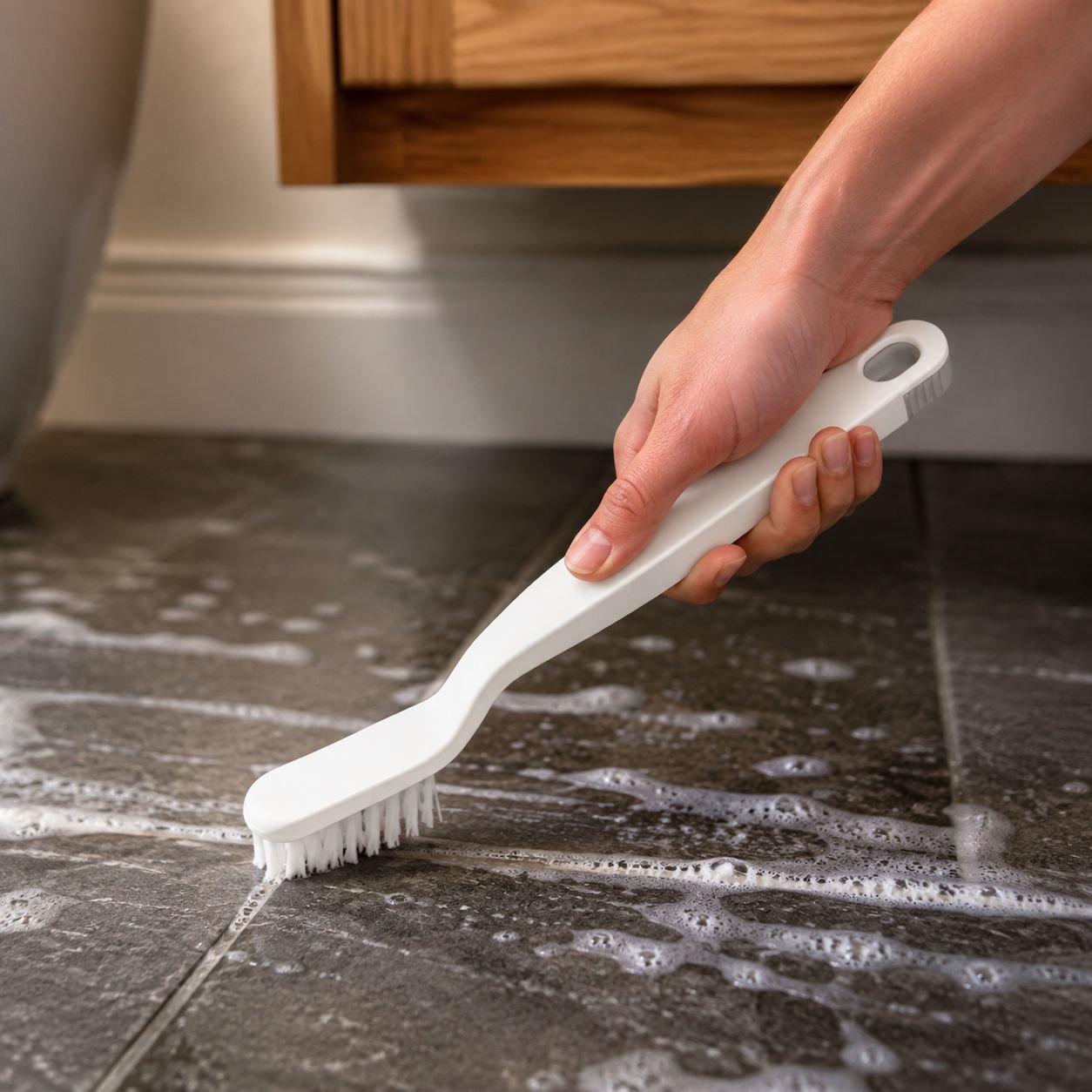 Versatile cleaning brush for bathroom tiles and gaps
