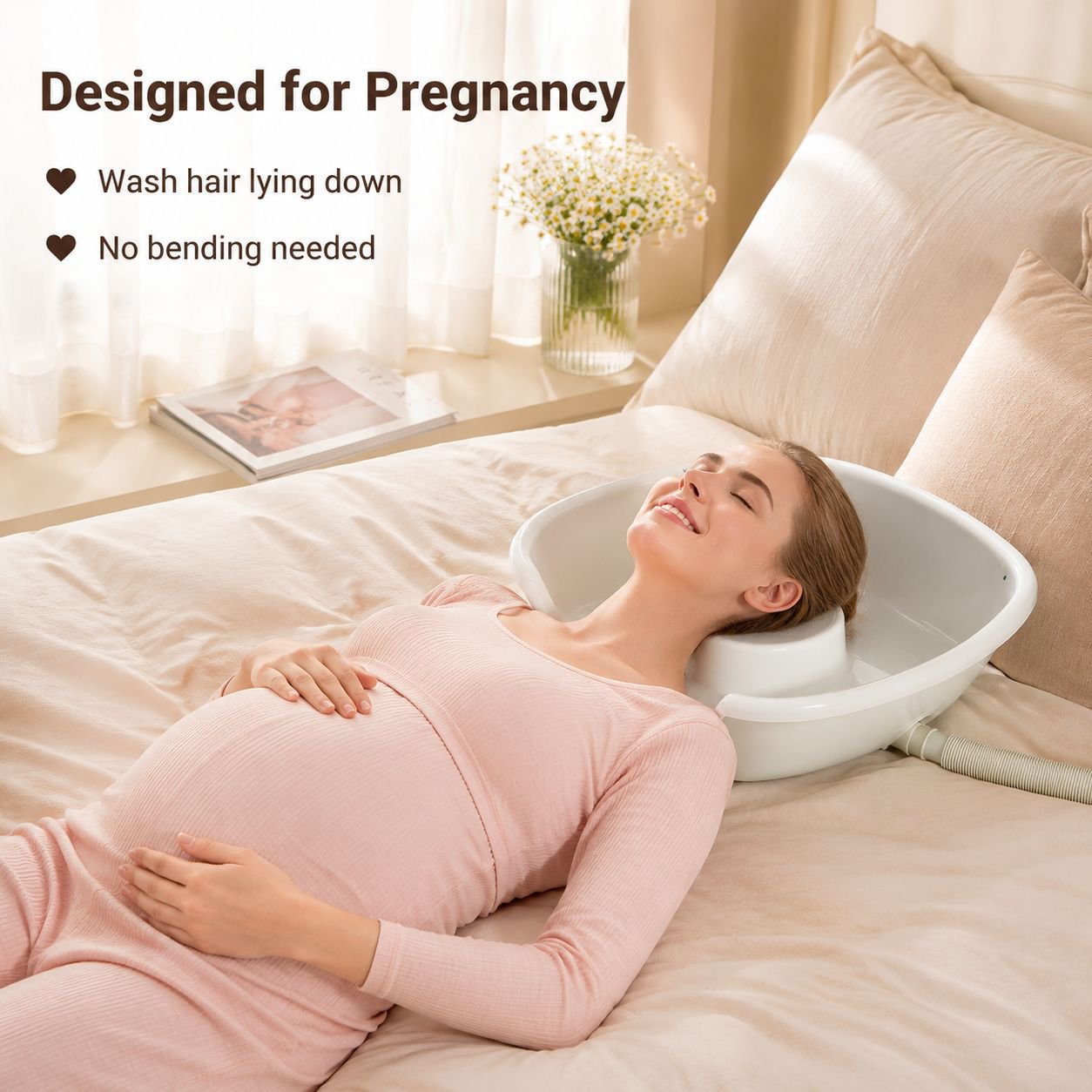 Portable Flat Lying Shampoo Basin for Elderly and Pregnant Women, Flexible Design