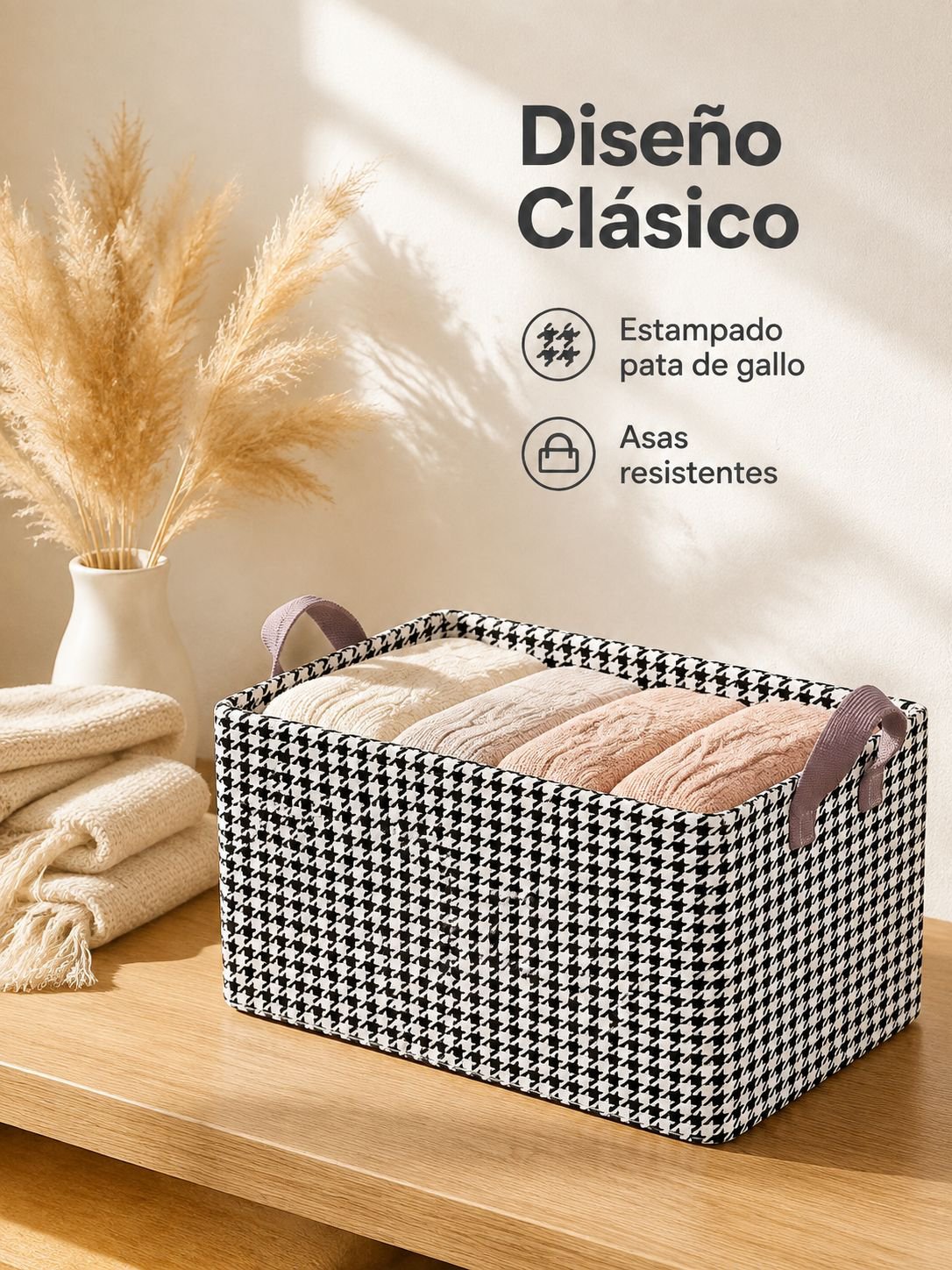 Caja de almacenamiento de ropa plegable portátil con diseño de pata de gallo