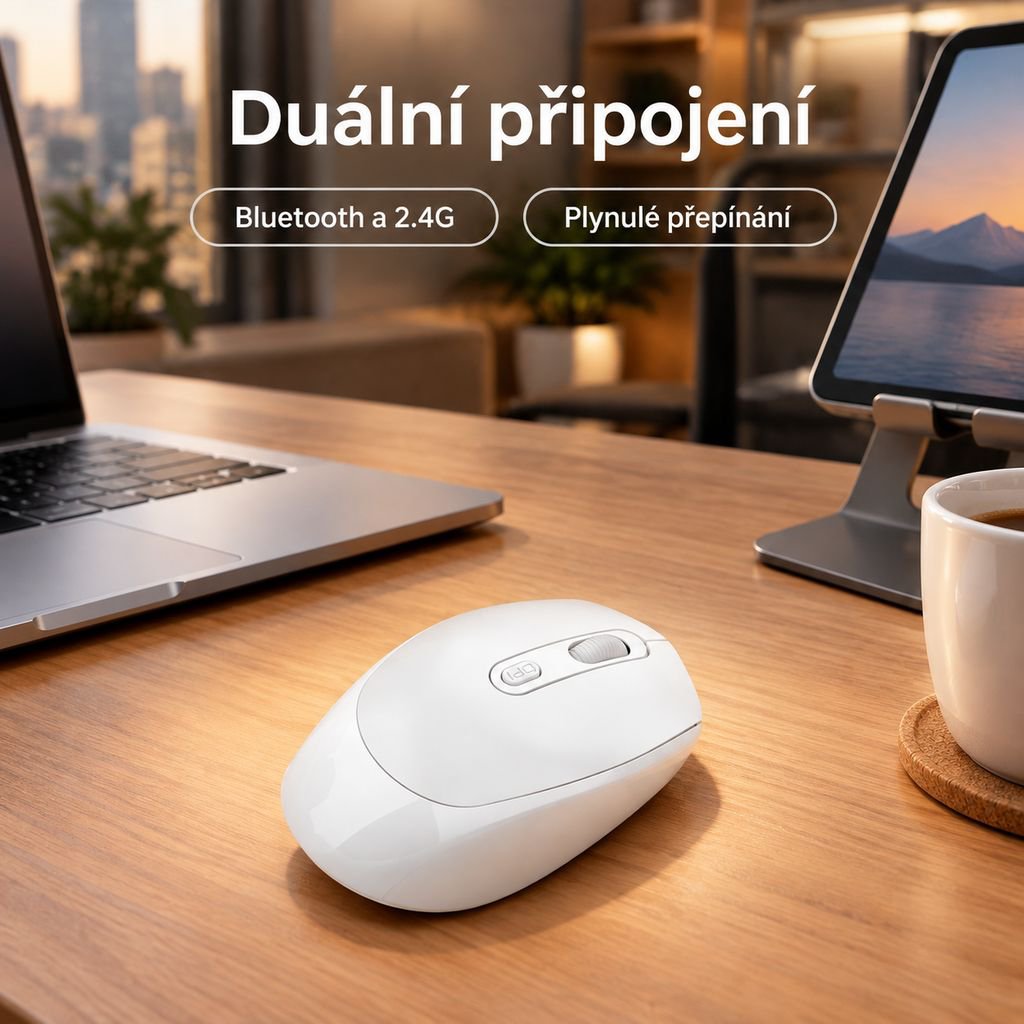 Dobíjecí bezdrátová Bluetooth myš s duálním režimem