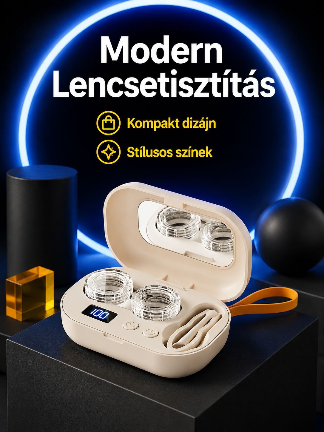 Nagyfrekvenciás ultrahangos automata kontaktlencse tisztító
