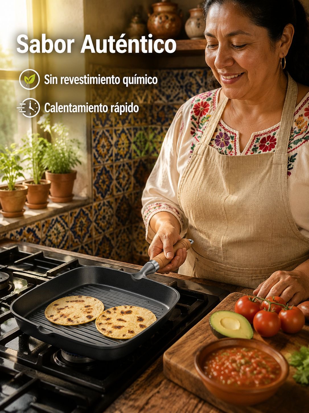 Sartén cuadrada sin antiadherente
