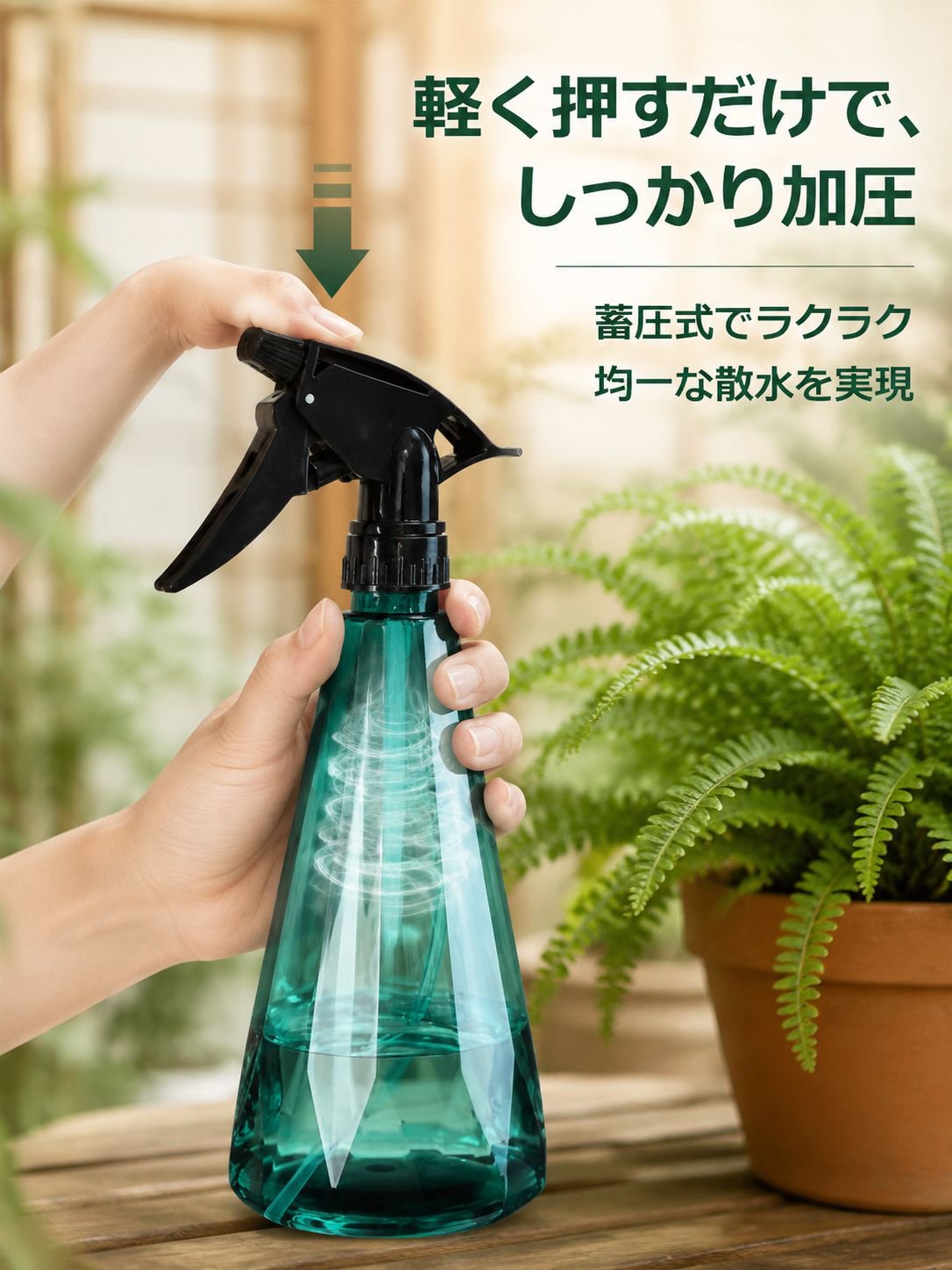 750ml小型圧力式ガーデンスプレーボトル 花への水やり用
