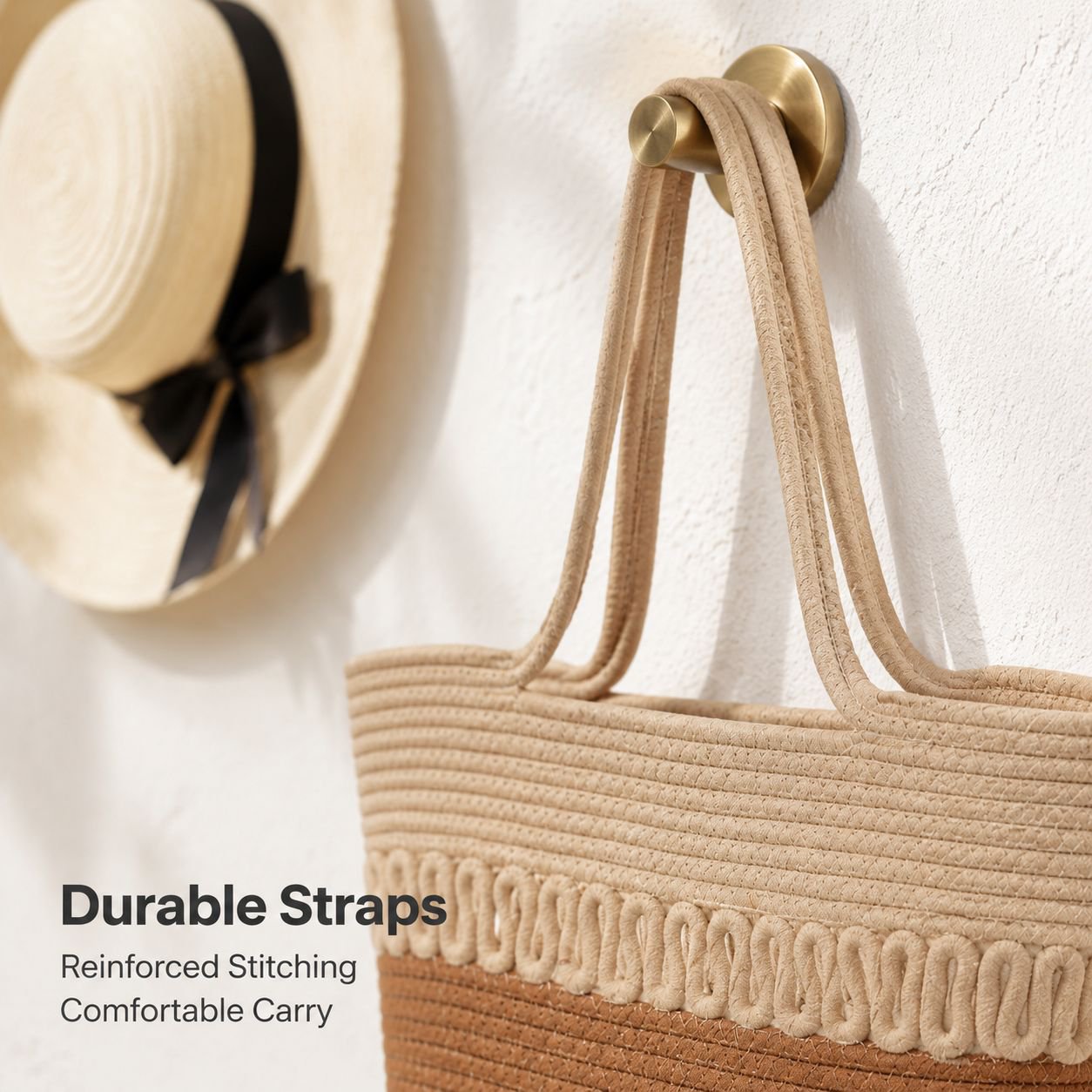 New Cotton Thread Woven Beach Bag, Large Capacity Handbag for Women