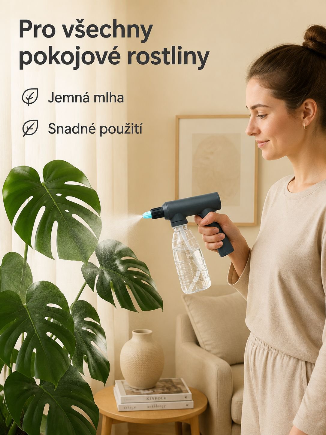 Elektrická ultra jemná rozprašovací pistole na zalévání květin