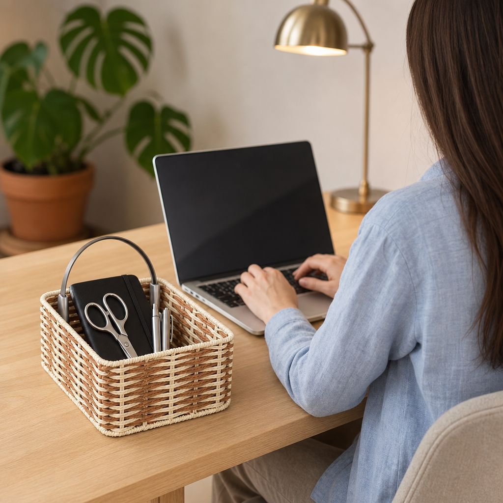 Organisateur de bureau rectangulaire en métal pour fournitures de bureau