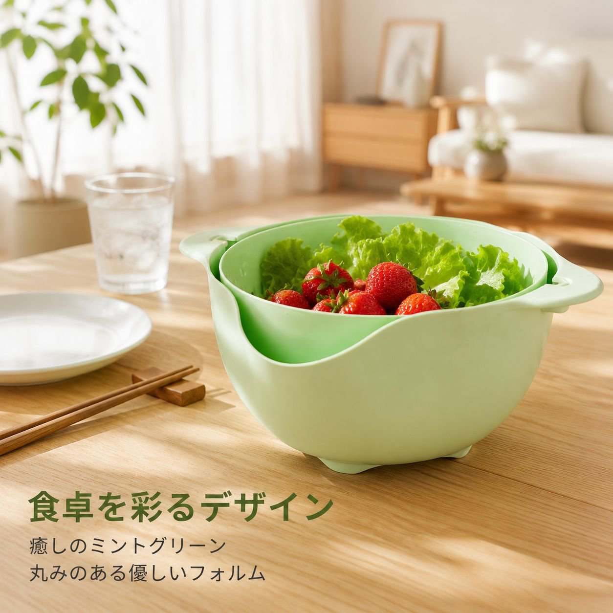 キッチン用二重ハンドル付き水切りボウル
