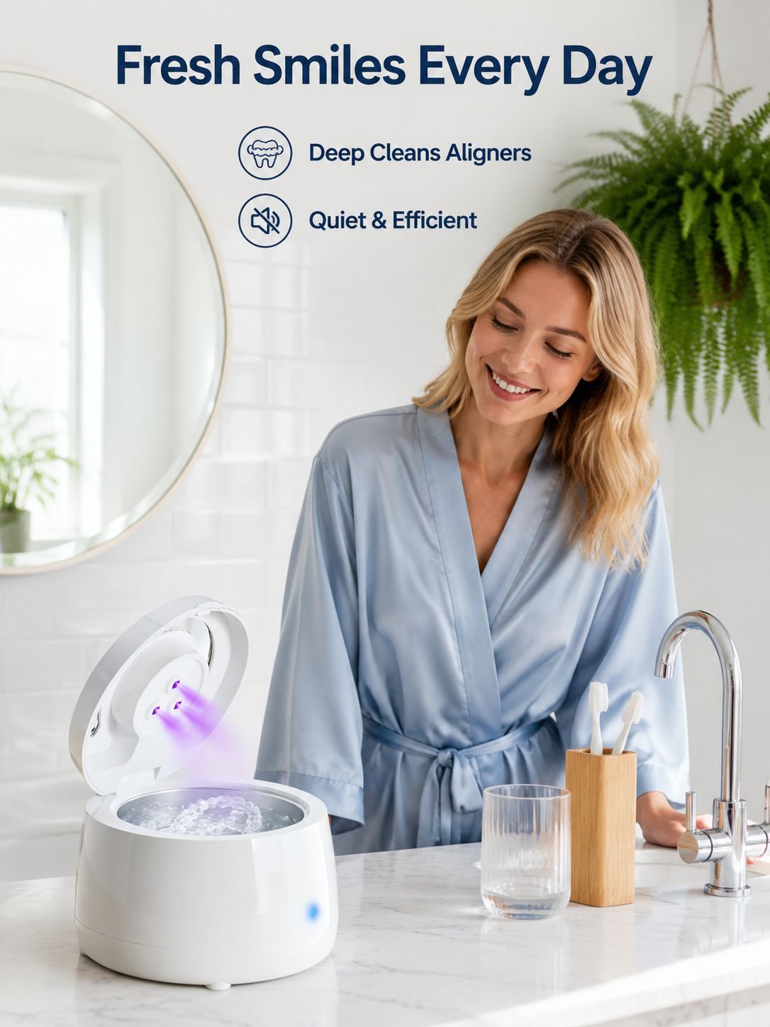 Multifunctional Denture & Retainer Jewelry Sonic Cleaner with UV Sterilizer