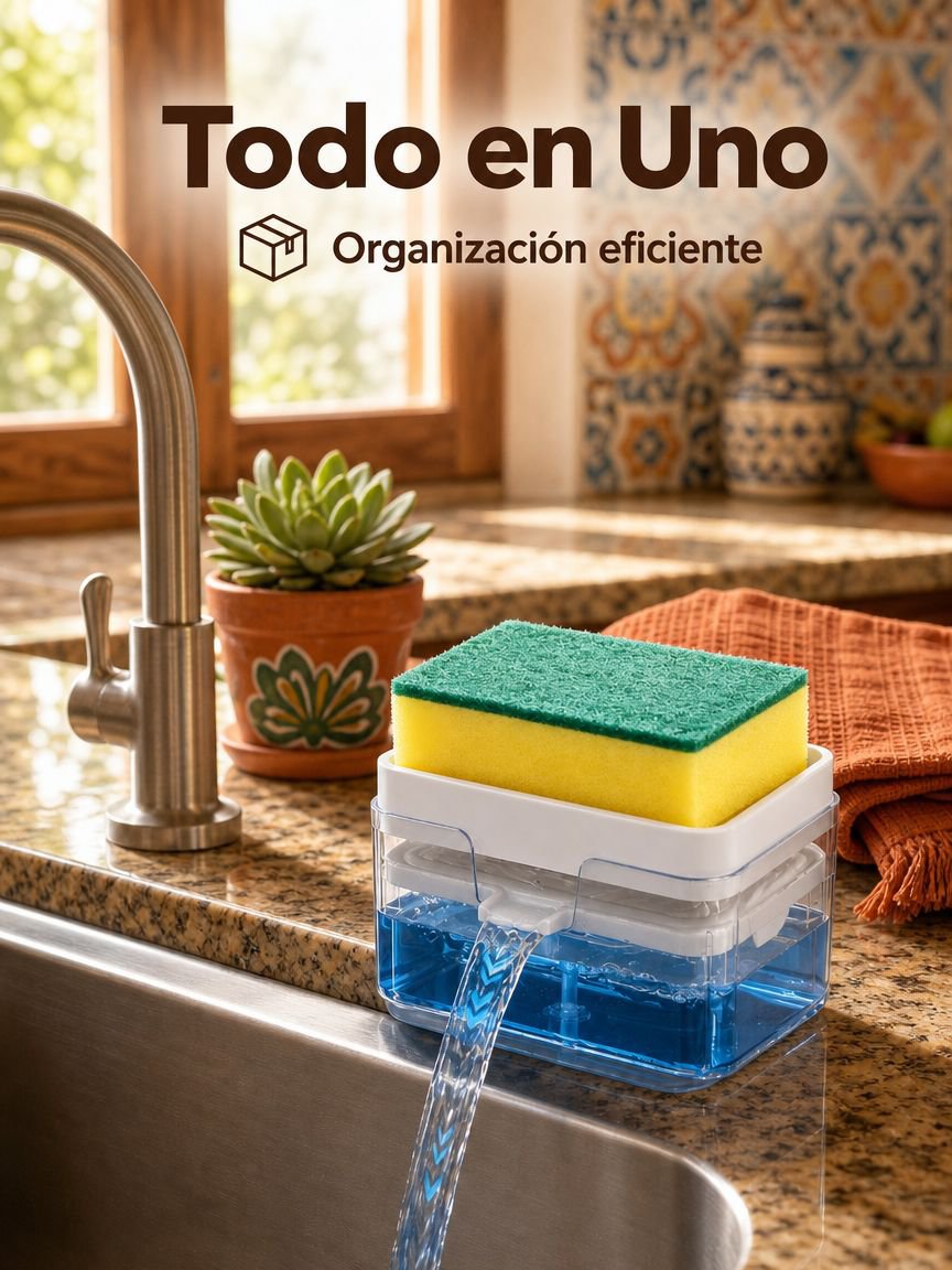 Dispensador automático de jabón multifuncional, fácil de presionar, ideal para limpieza de cocina