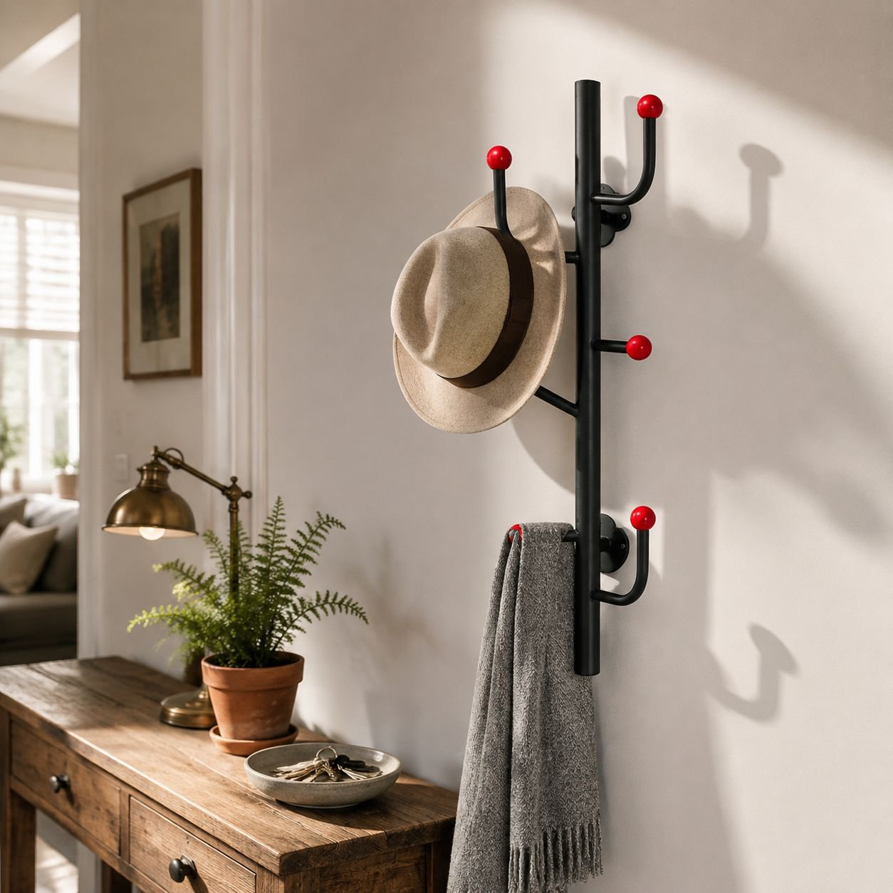 No-Drill Strong Adhesive Wall-Mounted Coat Rack