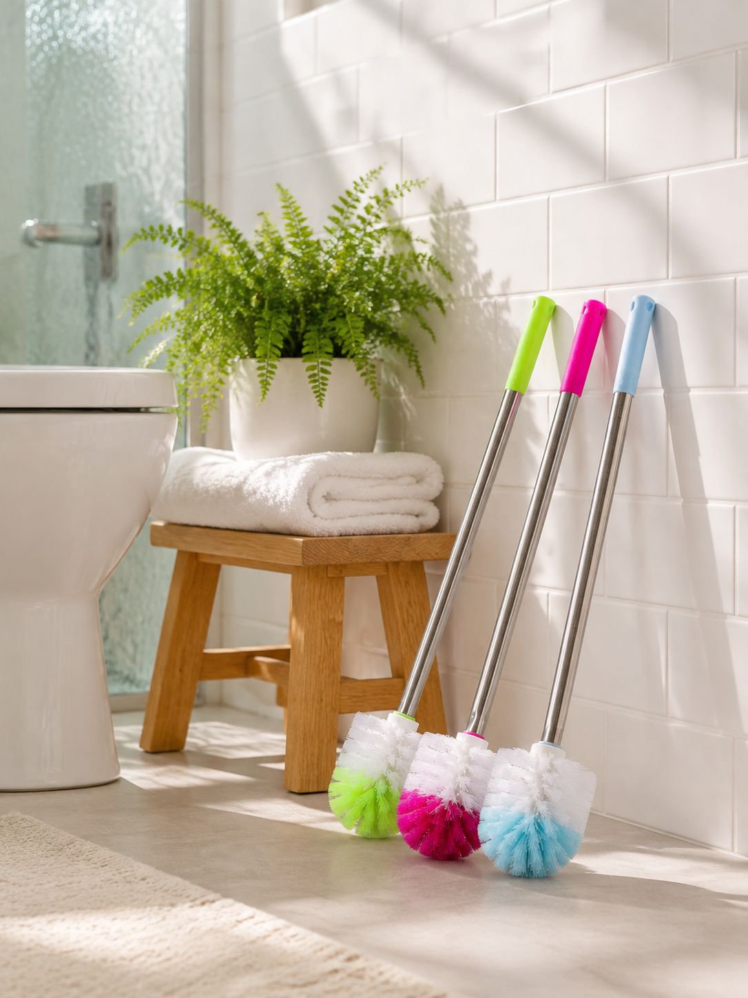 Sleek and modern stainless steel toilet brush design