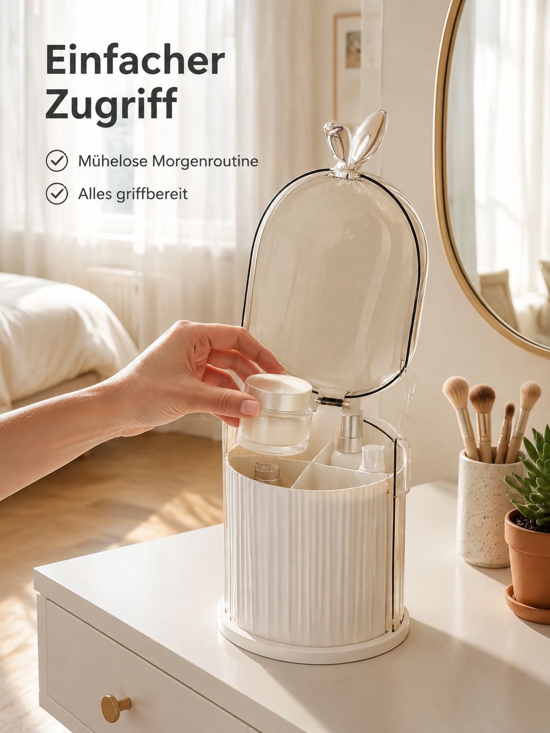 Drehbare, staubdichte Kosmetikaufbewahrungsbox