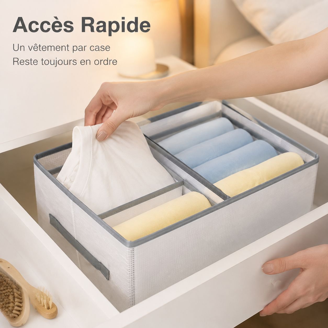 Boîte de rangement pliable et compartimentée en polypropylène pour pantalons et vêtements