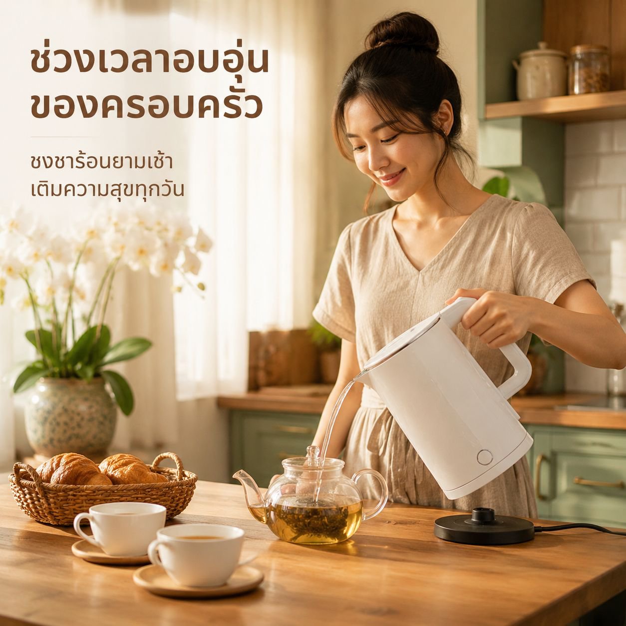 กาต้มน้ำไฟฟ้าสแตนเลสสตีลสองชั้น 304