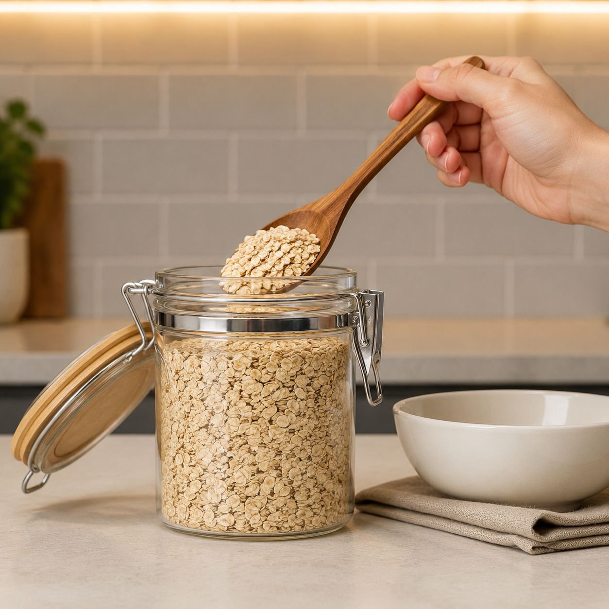 Household Large Glass Cereal Storage Jar, Tea Canister