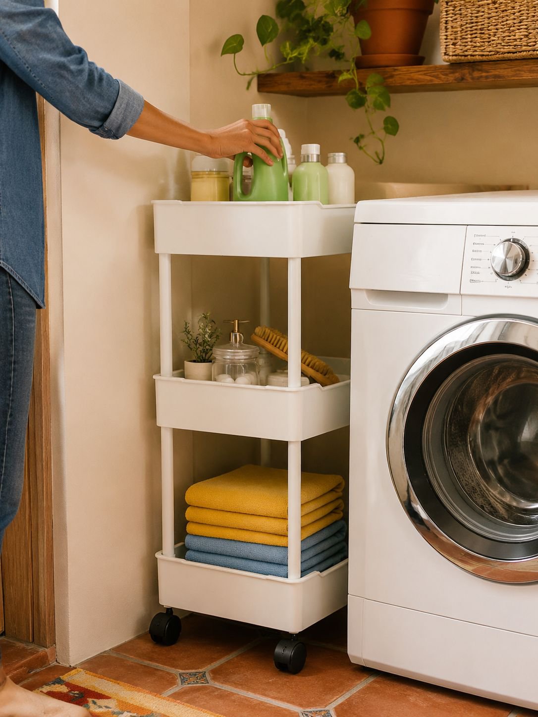 Almacenamiento eficiente para productos de higiene en el baño
