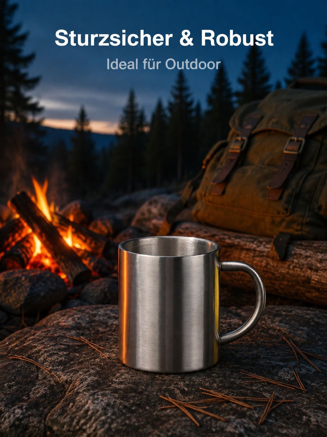 Becher aus Edelstahl 304 mit doppelwandigem Griff