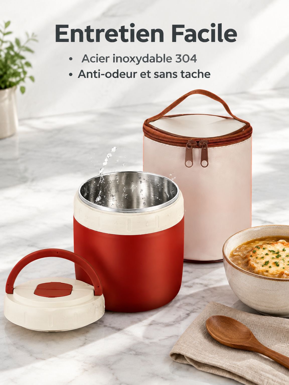 Lunch box en acier inoxydable avec poignée