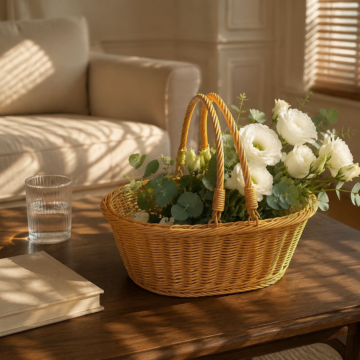 Panier portable en rotin synthétique pour épicerie