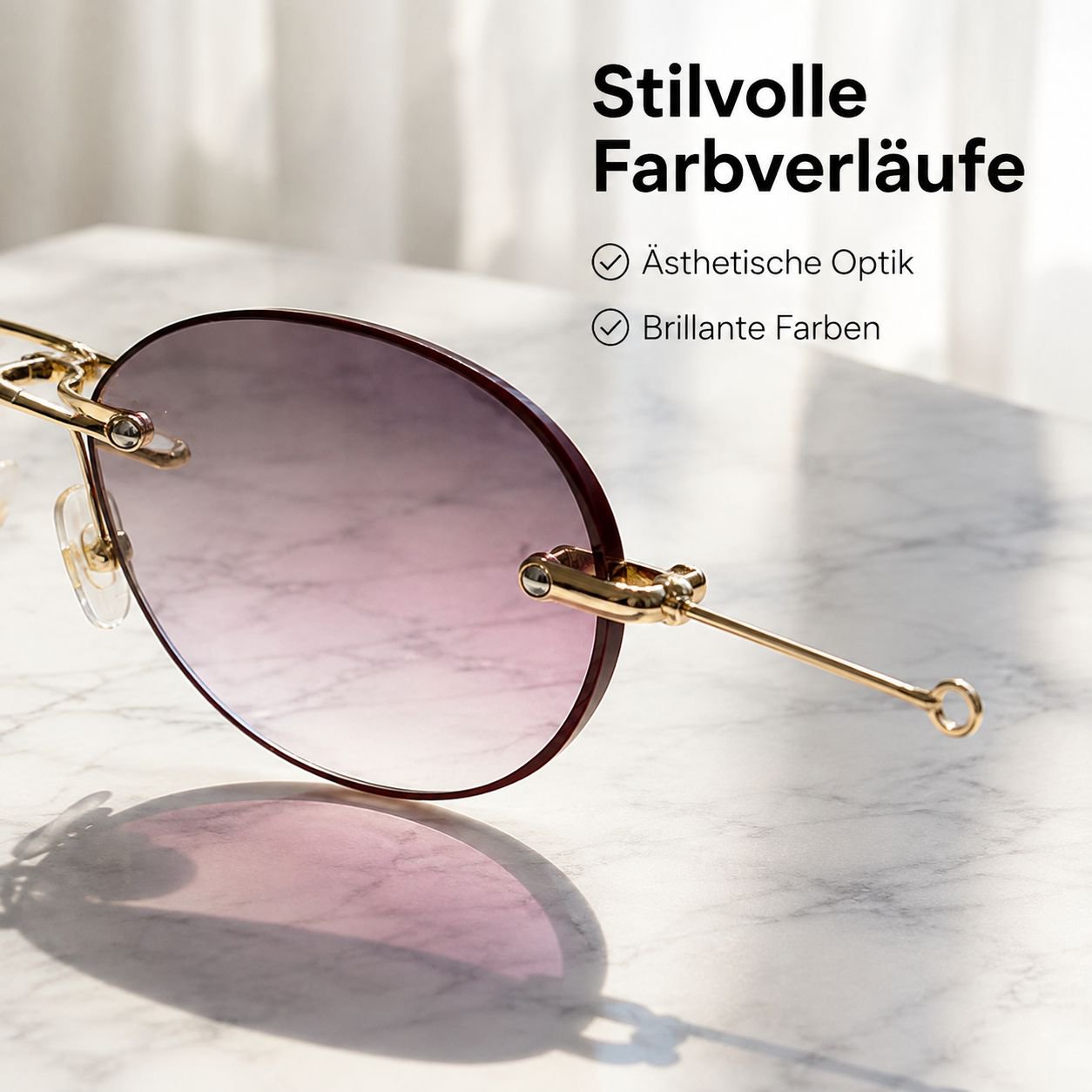 Rahmenlose Lesebrille für Damen mit Farbverlauf