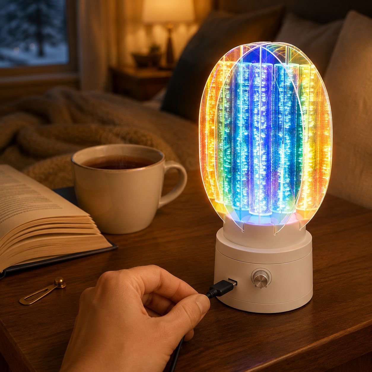 Rechargeable aurora lamp with ambient lighting effect