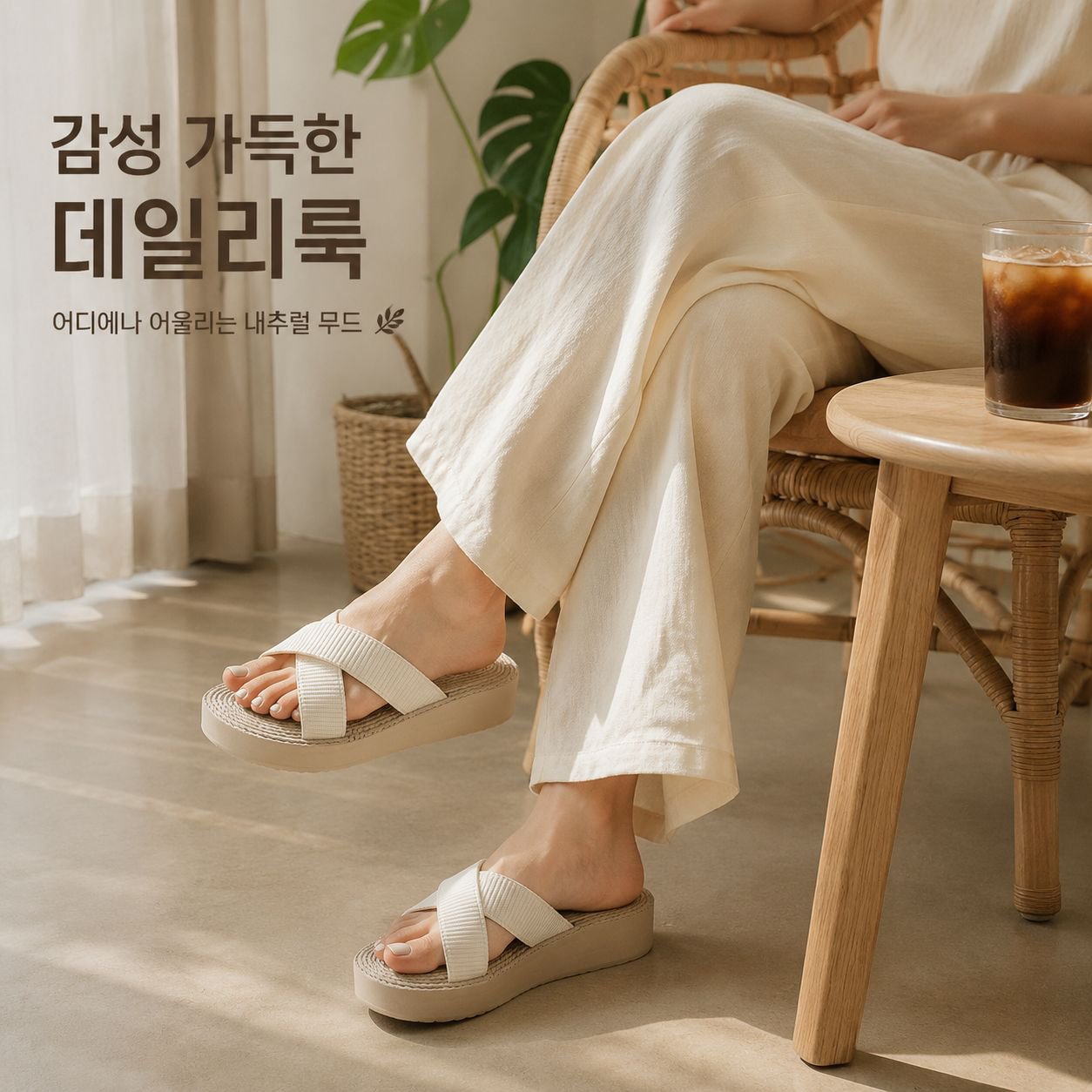 여름 여성용 플랫폼 샌들, 스트로우 위브 디자인