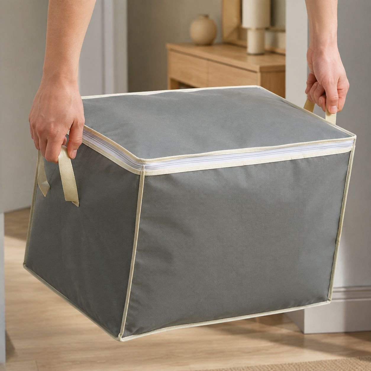 Bolsa organizadora para edredones y ropa, bolsa de almacenamiento con asa