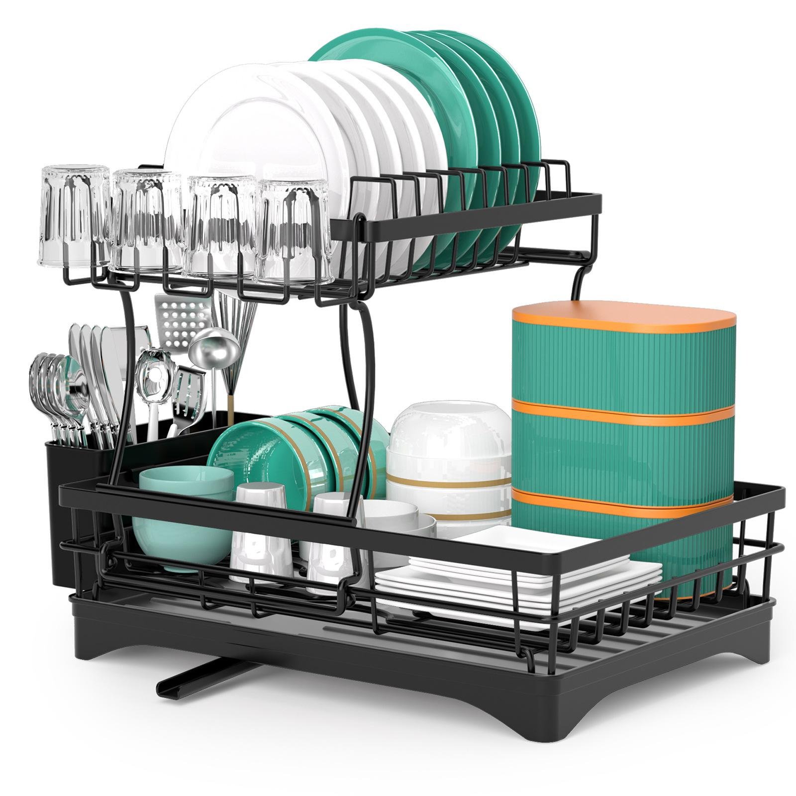 Kitchen storage rack countertop bowls and chopsticks kitchen supplies tableware organization double-