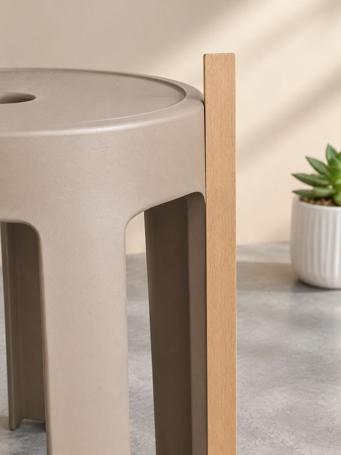 Space-saving stackable stool for dining and kitchen areas