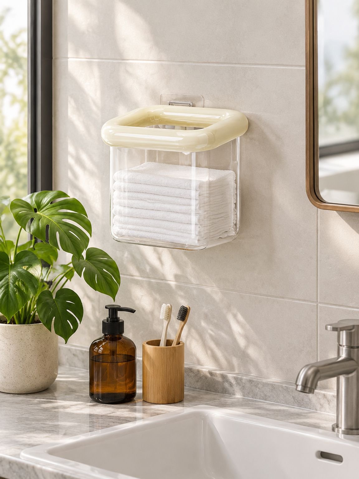 Caja organizadora de pared instalada en cocina